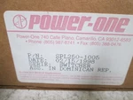 Power-one SPL250-1005 Switching Supply Nsmp. Fixed Price $1395.00.
