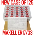 125 Pack Maxell ER17/33 3.6V 1600MAH Lithium Thionyl Chloride Battery With Pins. Fixed Price $40.00.
