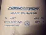 Power Sonic PS-12400 Nb Battery Replacement (new). Fixed Price $162.49.