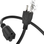 Plugtul 3 Ft Extension Cord, Short Power Black Indoor/outdoor 16 Gauge. Fixed Price $7.45.
