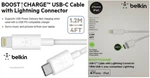 Belkin Boostcharge Usb-c To Lightning Cable (1.2 M/4 Ft.) White (mfi-certified). Fixed Price $8.75.
