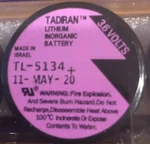 Brand New Tadiran 3.6V 1000MAH 1/10D Lithium Battery TL-5134/P, MFG:2020. Fixed Price $15.99.