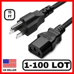 Lot Ac 3 Prong Power Cord 15FT 10A 125V Premium Cable Electric Device Nema 5-15P. Fixed Price $99.99.