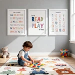 Cute Alphabet Numbers Framed Wall Art Set Of 3, Boho Educational Abc Poster W.... Fixed Price $58.93.