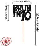 Zhuoweism 1PC Bruh I'm Black Glitter Cake Topper 10TH Birthday. Fixed Price $20.00.