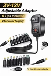 Universal Ac Adapter 3V-12V 2A Power Supply 8 Tips For Router Led Camera. Fixed Price $11.99.